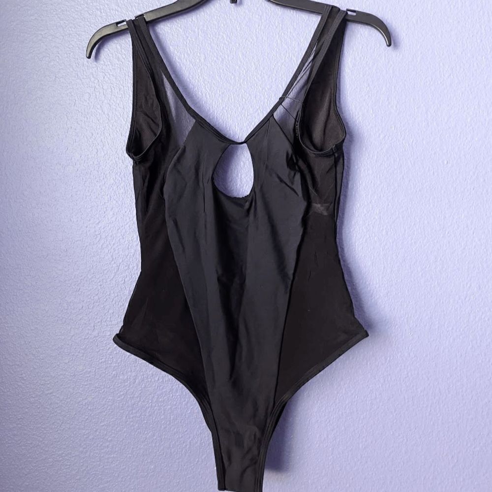 NWT ZAFUL Scoop-back Mesh Panel Cut Out One-piece Swimsuit Black Brazilian S